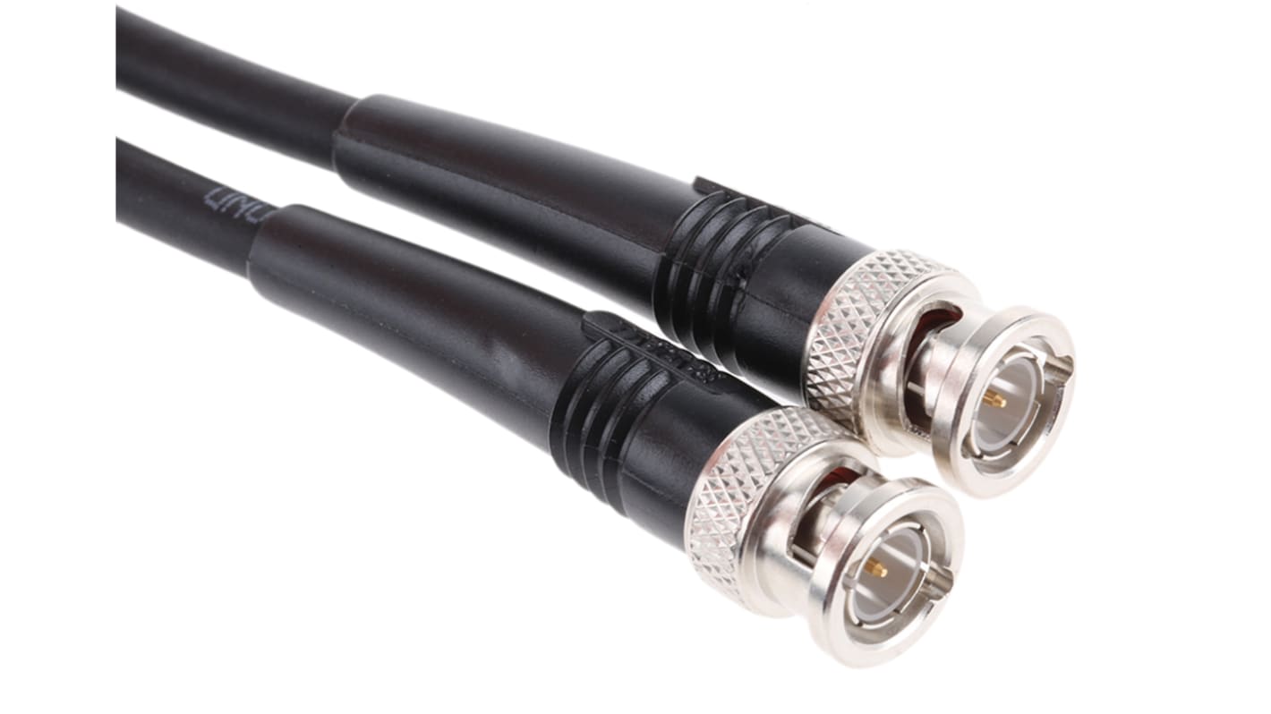 Cable coaxial RG59 Radiall, 75 Ω, con. A: BNC, Macho, con. B: BNC, Macho, long. 2m Negro