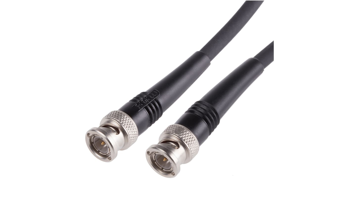 Cable coaxial RG59 Radiall, 75 Ω, con. A: BNC, Macho, con. B: BNC, Macho, long. 1m Negro