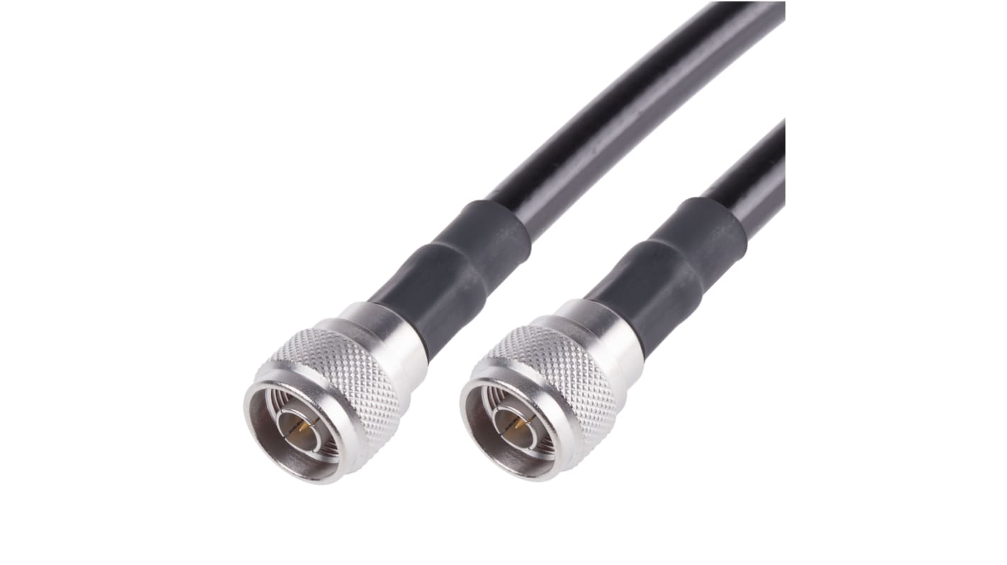 Cable coaxial RG213 Radiall, 50 Ω, con. A: Tipo N, Macho, con. B: Tipo N, Macho, long. 1m Negro