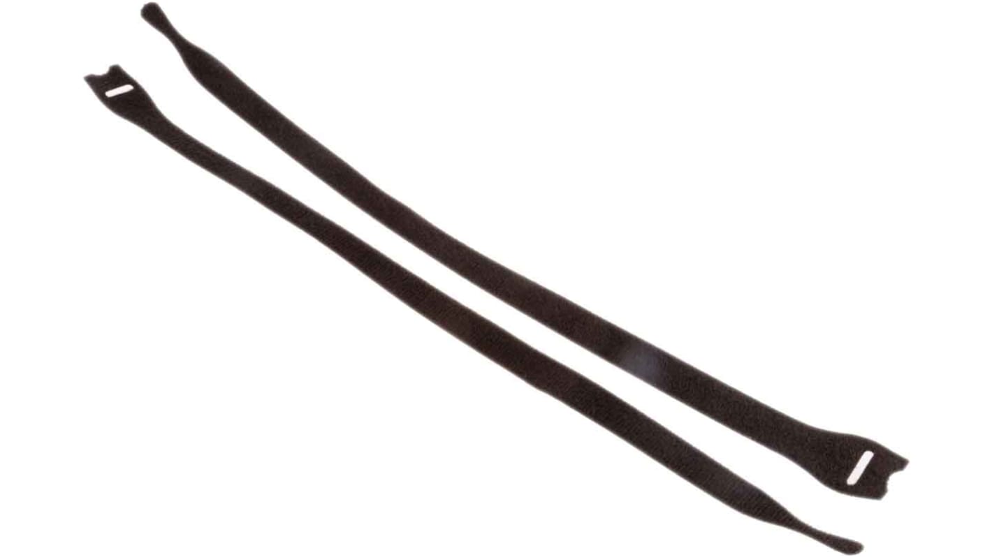 HellermannTyton Cable Tie, Hook and Loop, 330mm x 12.5 mm, Black PA (Loop), PP (Hook), Pk-10