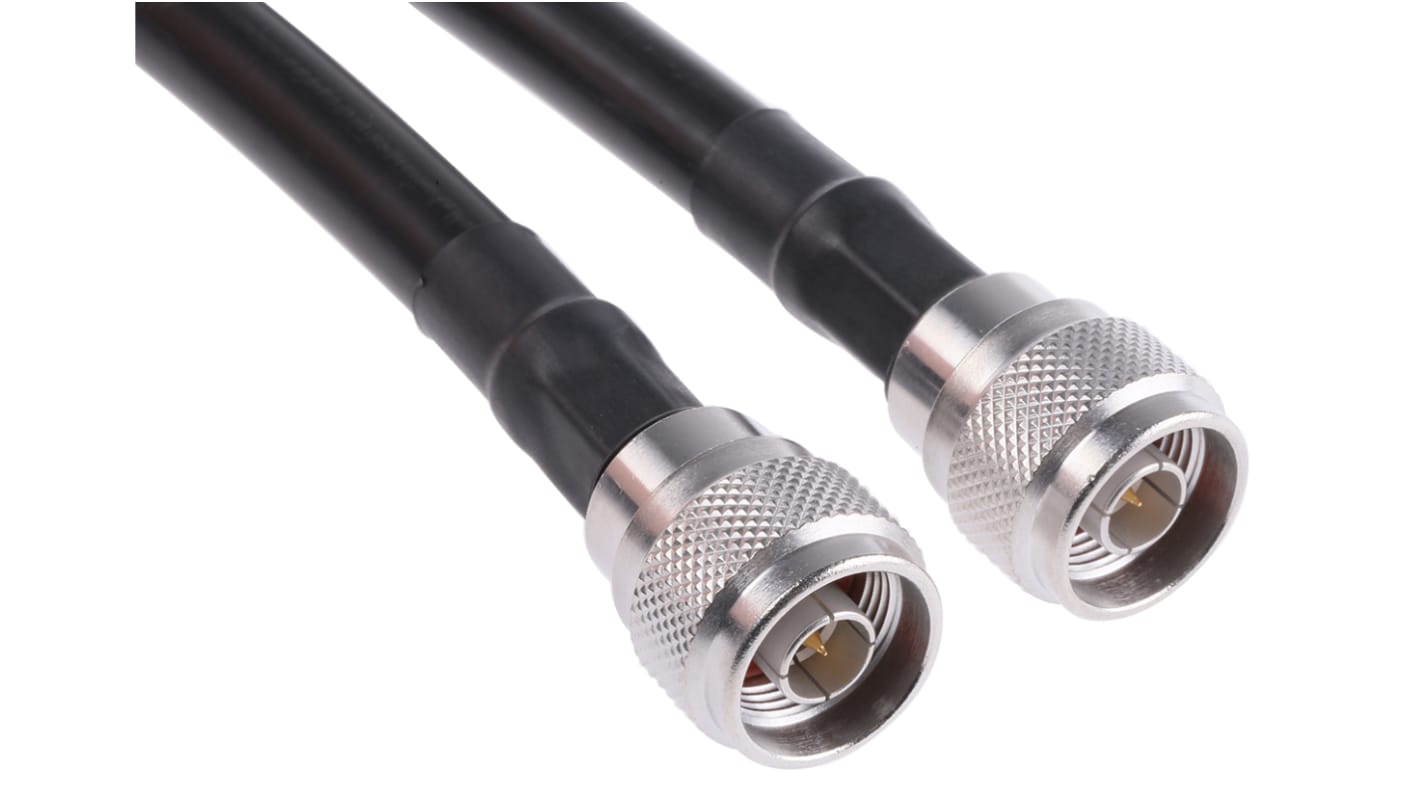 Cable coaxial RG214 Radiall, 50 Ω, con. A: Tipo N, Macho, con. B: Tipo N, Macho, long. 3m Negro