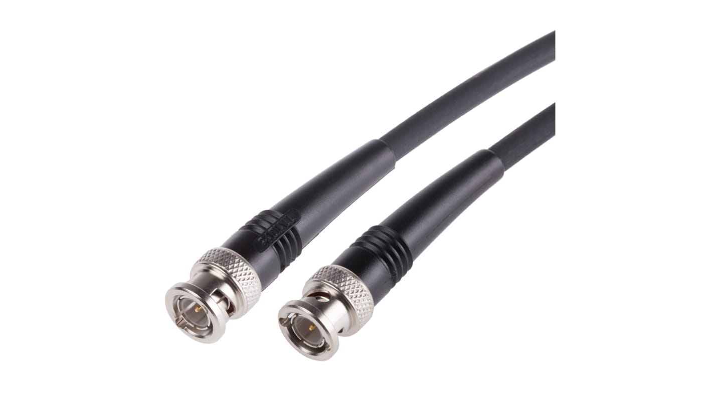 Cable coaxial RG59 Radiall, 75 Ω, con. A: BNC, Macho, con. B: BNC, Macho, long. 500mm Negro