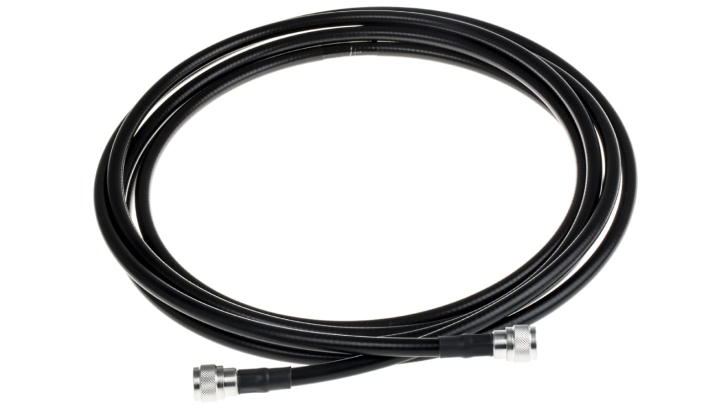 Cable coaxial RG213 Radiall, 50 Ω, con. A: Tipo N, Macho, con. B: Tipo N, Macho, long. 3m Negro