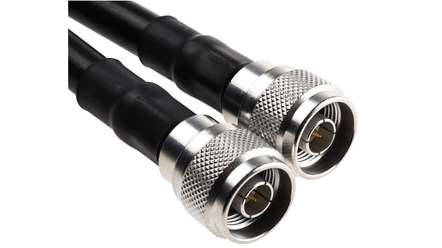 Cable coaxial RG213 Radiall, 50 Ω, con. A: Tipo N, Macho, con. B: Tipo N, Macho, long. 3m Negro