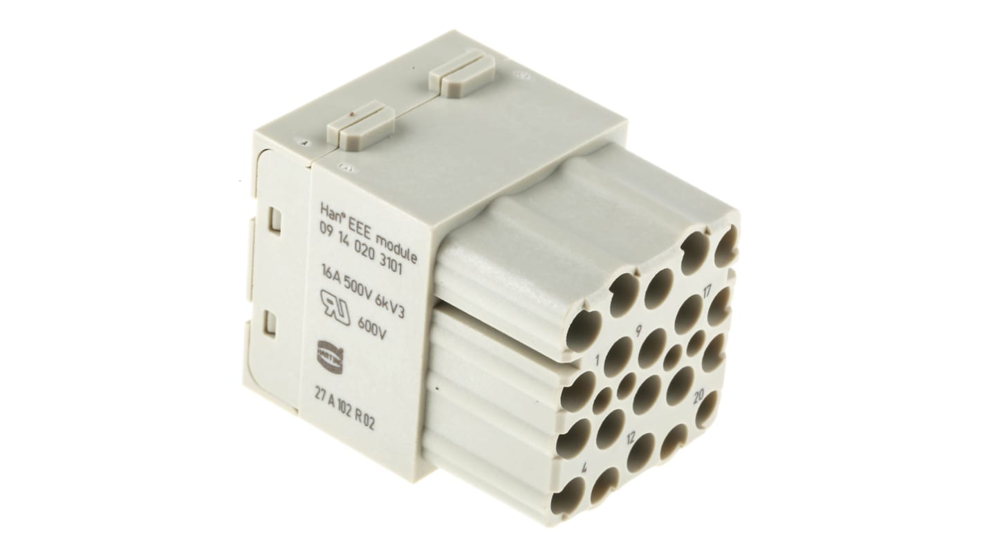09140203101 HARTING Heavy Duty Power Connector Module, 16A, Female