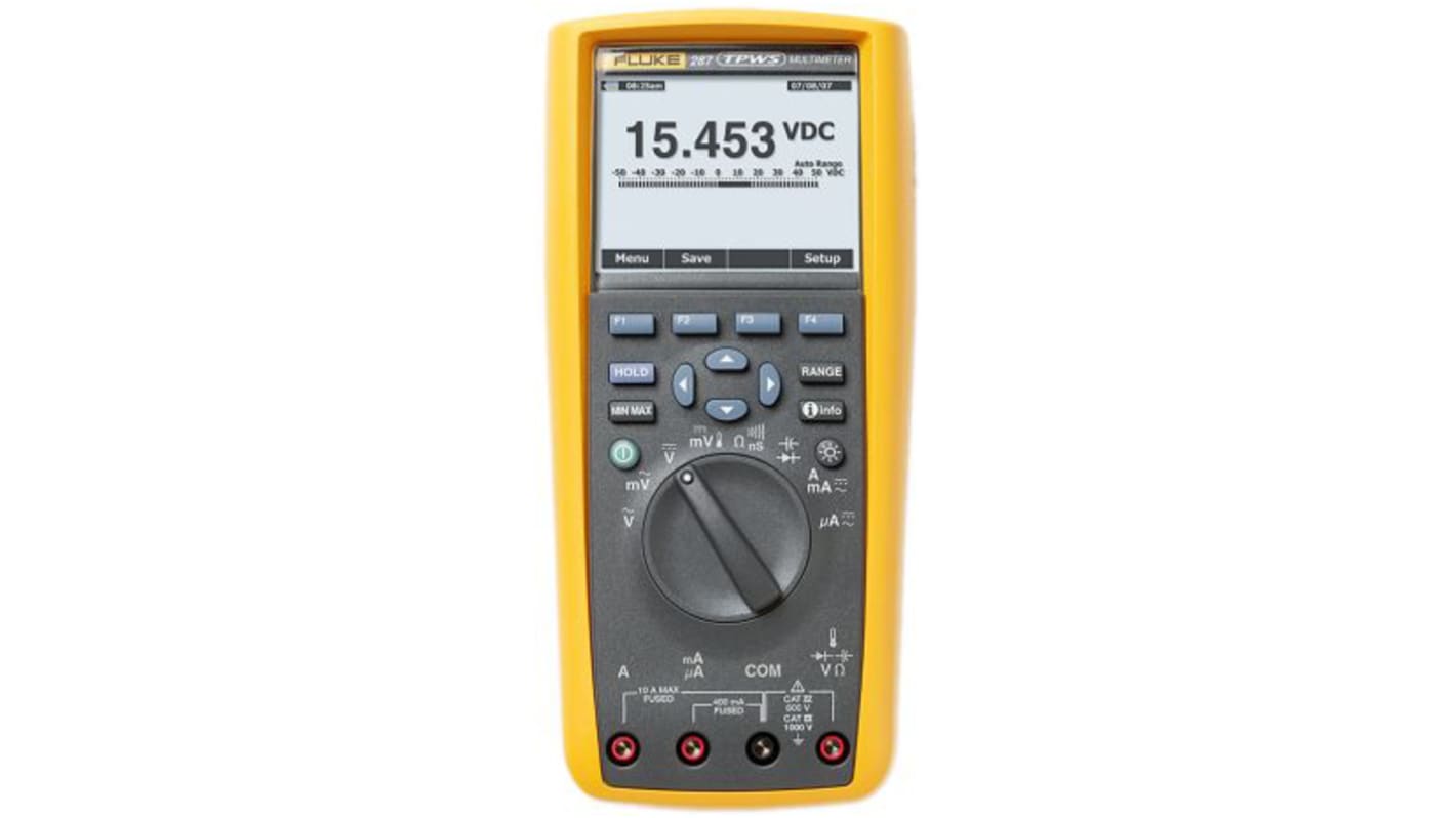 Fluke 287 Handheld Digital Multimeter, True RMS, 10A ac Max, 10A dc Max, 1000V ac Max - UKAS Calibrated