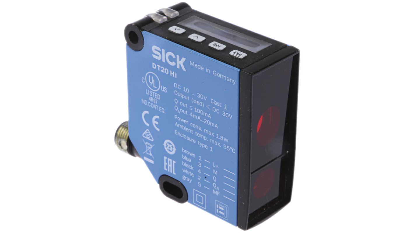 Sick Background Suppression Distance Sensor, Block Sensor, 100 mm → 600 mm Detection Range