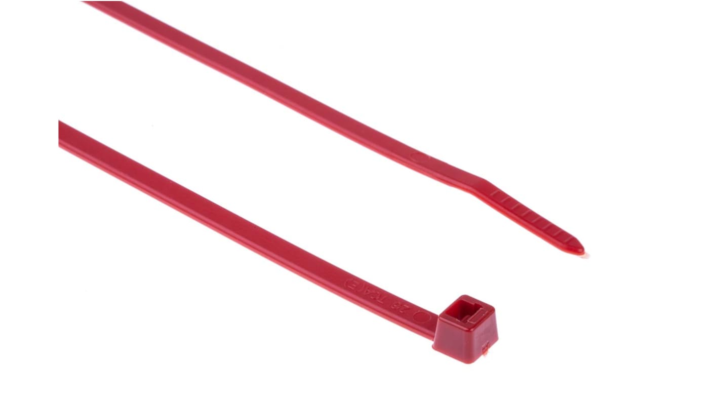 Brida HellermannTyton T50L de Poliamida 6,6 (PA66) Rojo, 390mm x 4,6 mm, No reutilizable