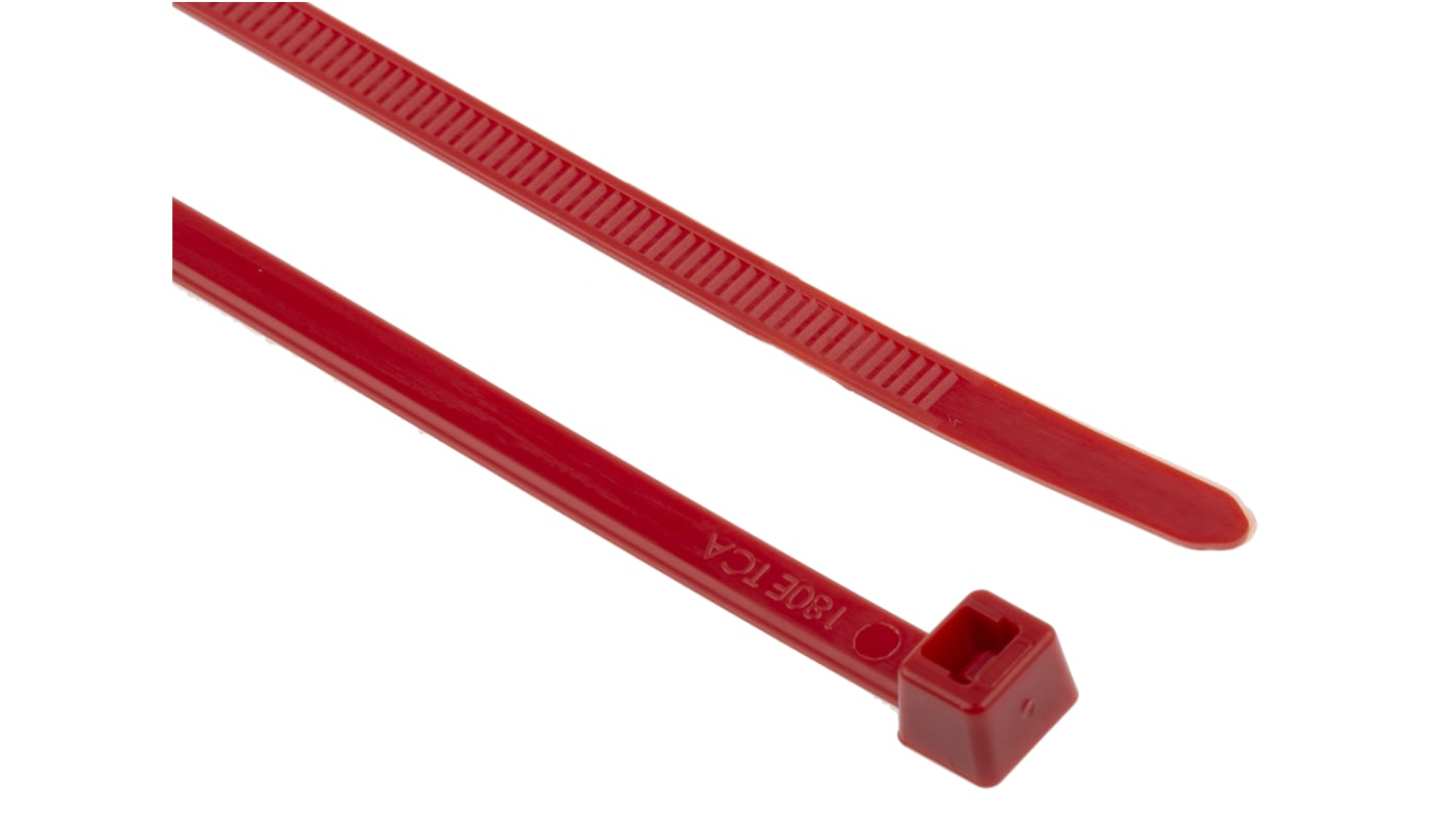 HellermannTyton Cable Tie, 270mm x 4.6 mm, Red Polyamide 6.6 (PA66), Pk-100