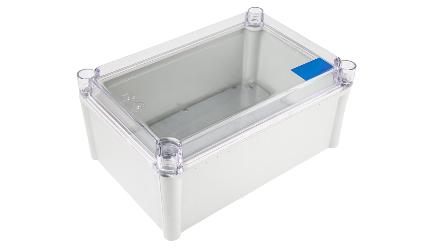 Fibox FEX Series Grey Polycarbonate Enclosure, IP54, Transparent Lid, 278 x 188 x 130mm