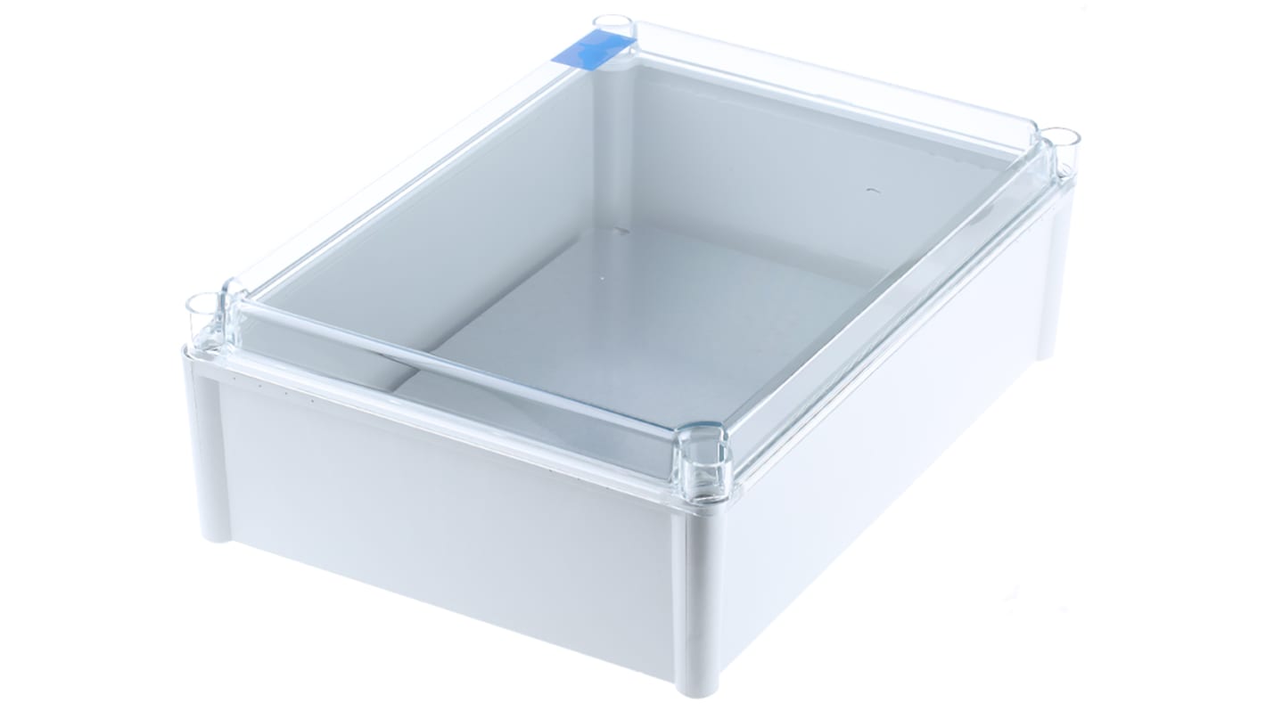 Caja Fibox de Policarbonato Transparente, gris, 378 x 278 x 130mm, IP54, ATEX