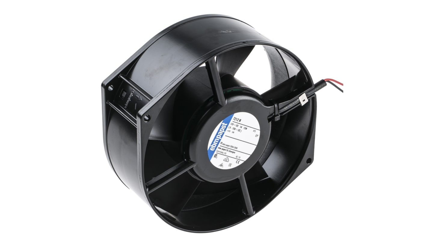 ebm-papst 7200N Series Axial Fan, 12 V dc, DC Operation, 360m³/h, 12W, 1A Max, 150 x 55mm