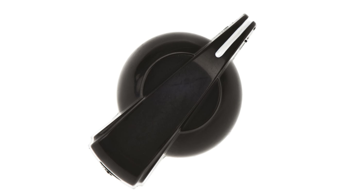 Mando de potenciómetro RS PRO, eje 6.4mm, diámetro 32mm, Color Negro, indicador Blanco