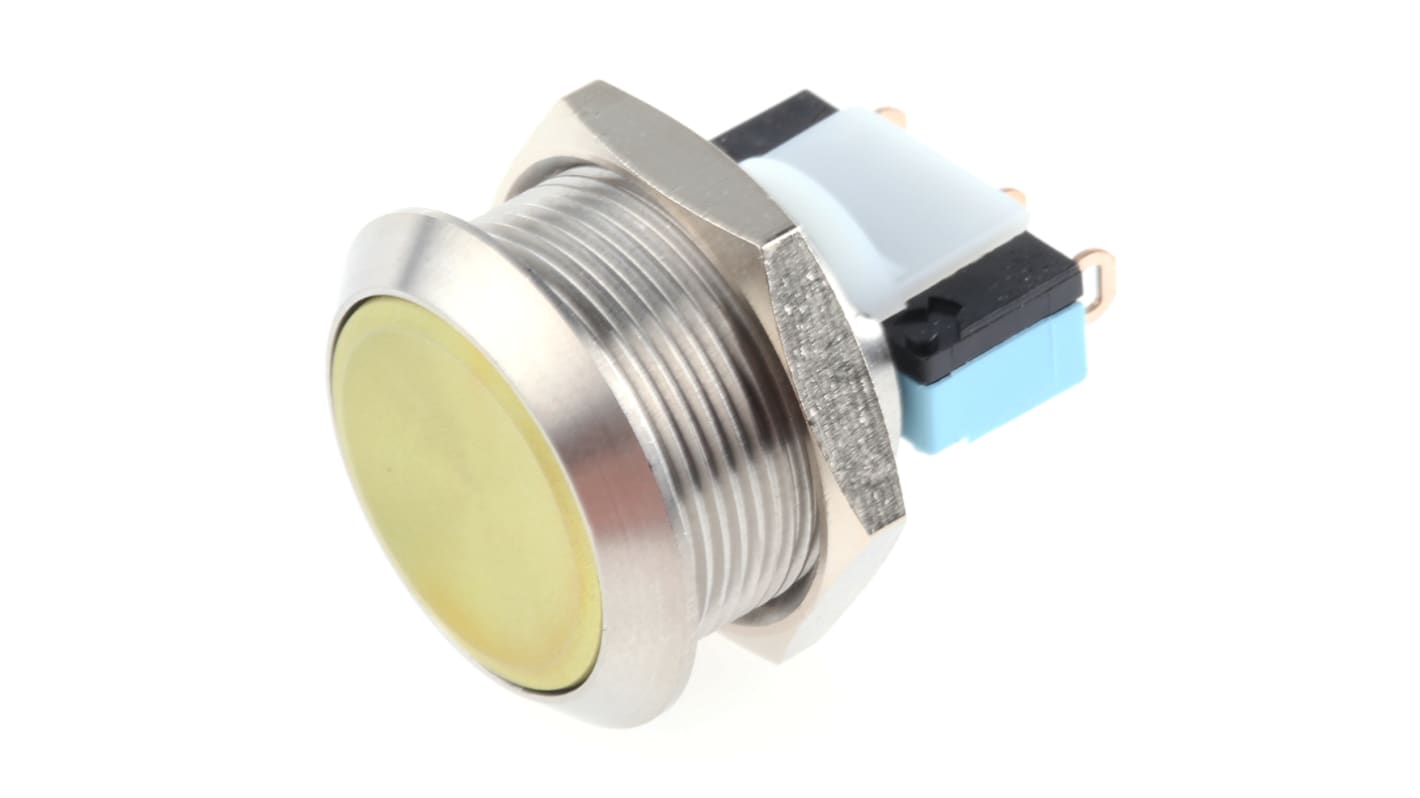 APEM Push Button Switch, Momentary, Panel Mount, 19.2mm Cutout, SPDT, 250V ac, IP65