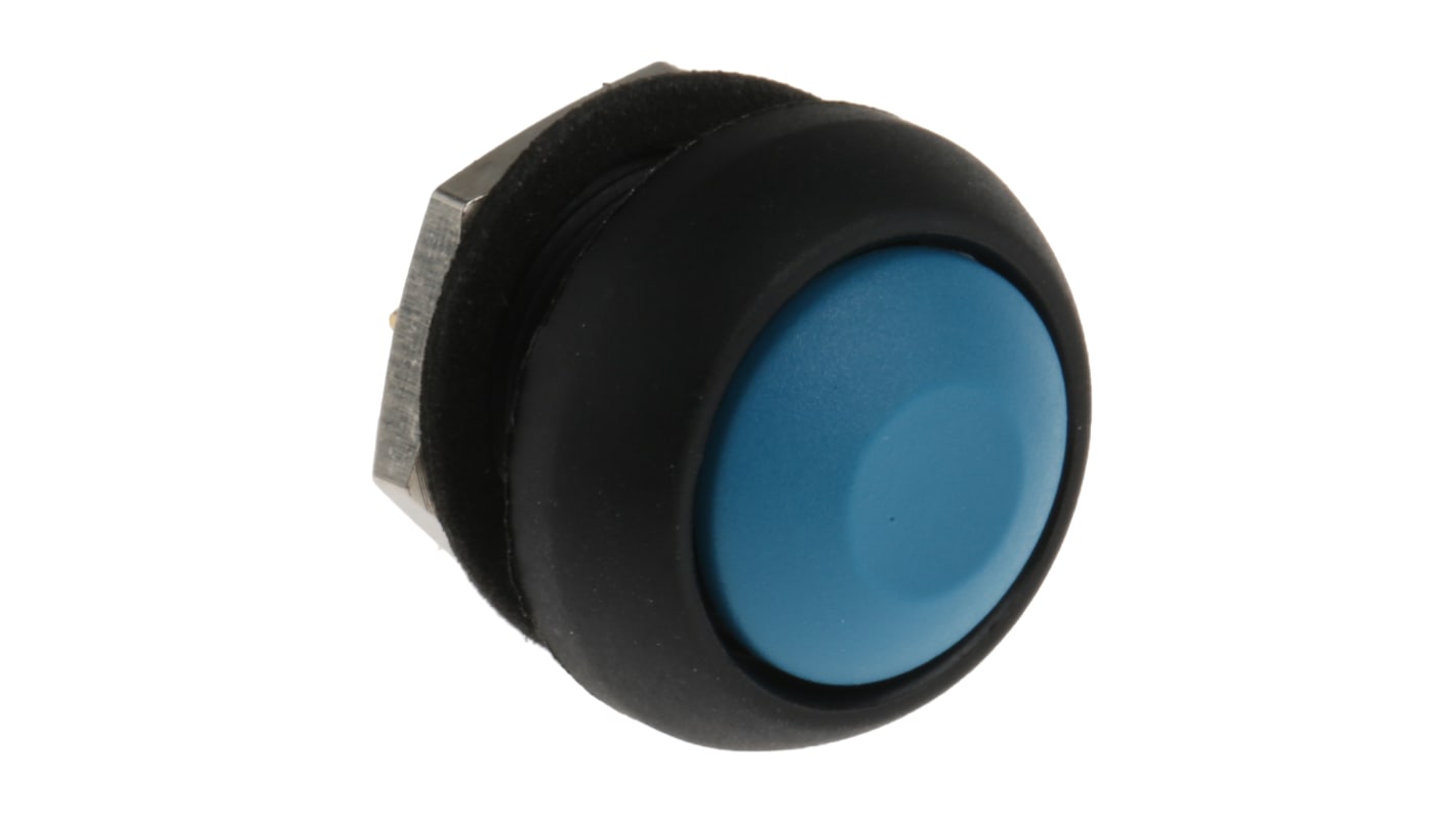 Interruptor de Botón Pulsador APEM IS Series, color de botón Azul, SPST, acción momentánea, 400 mA a 32 V ac, 32V ac,
