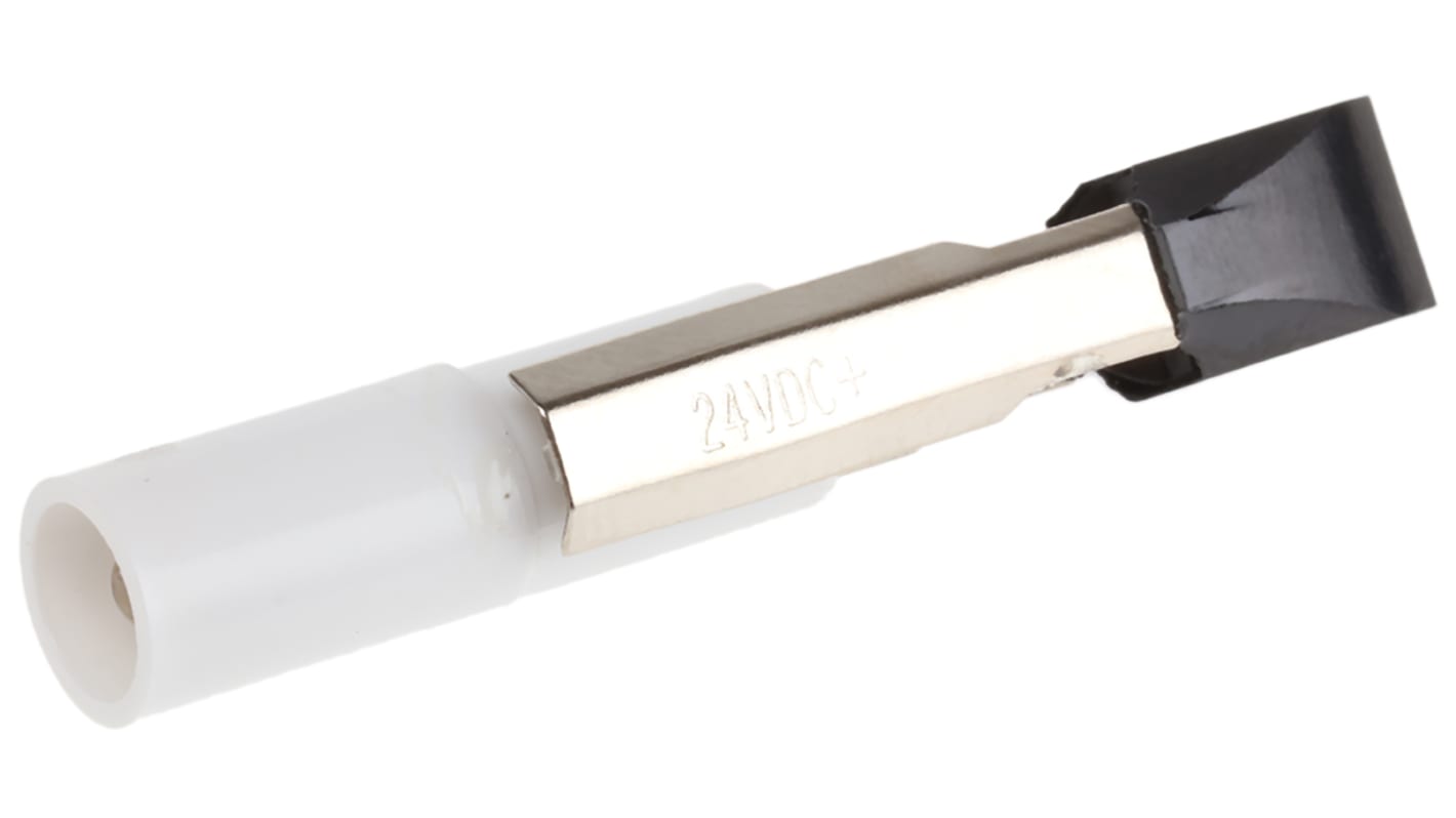 Lampada per indicatori RS PRO, lunga 45mm, Ø 6.8mm, 28V cc, luce color Bianco, 1500mcd, Chip singolo da 100000h con