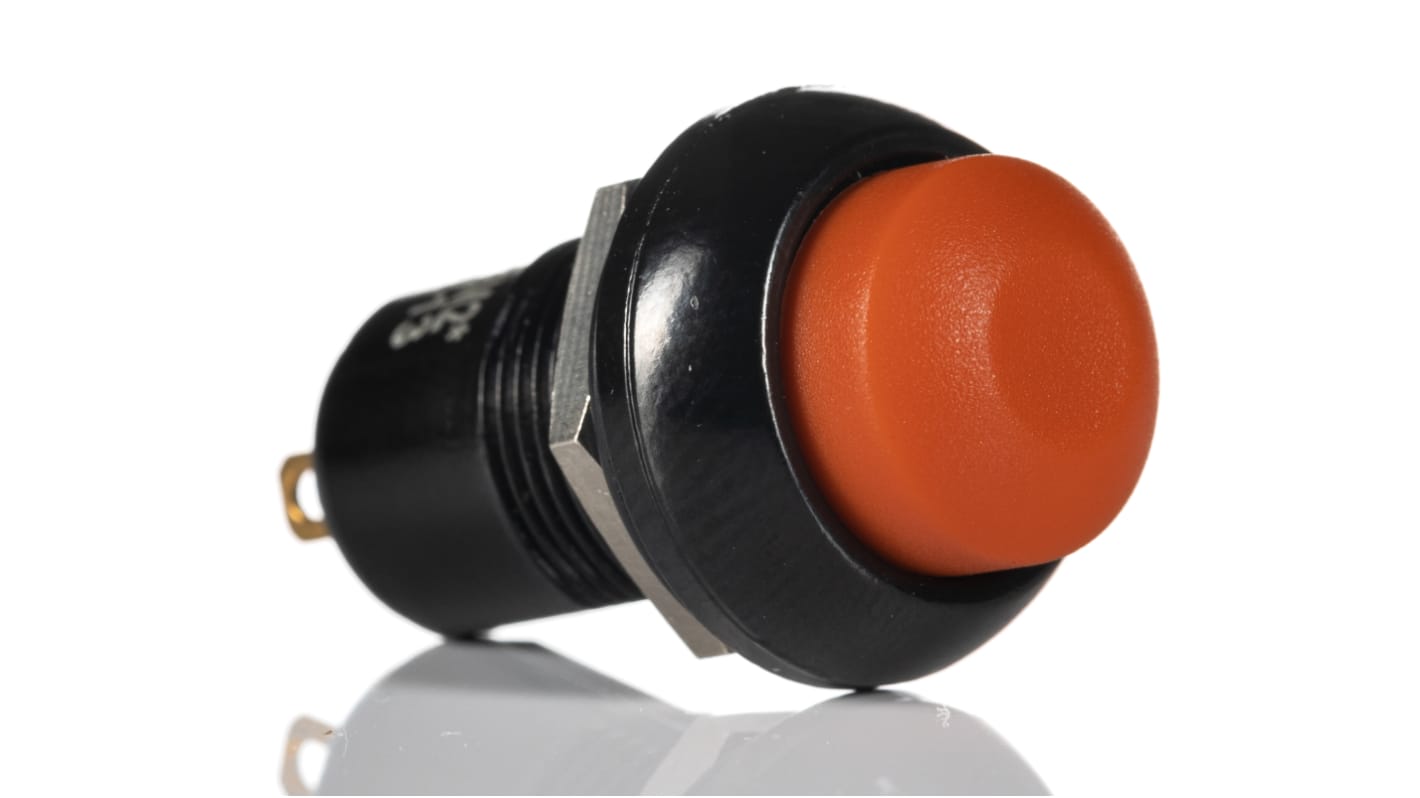 Interruptor de Botón Pulsador APEM, color de botón Orange, Enclavamiento, 5 A a 28 V dc, 24V dc, Montaje en Panel, IP67