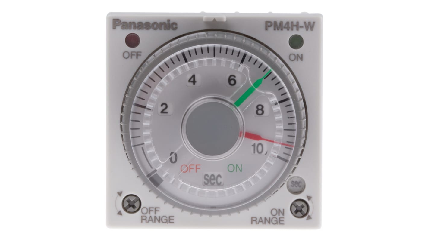 Panasonic PM4H-W Series Timer Relay, 100 → 240V ac, 1 s → 500h, 1-Function