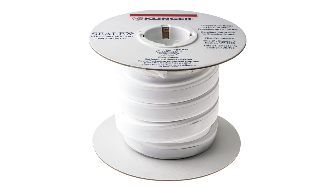 Nastro PTFE Klinger col. Bianco 5m x 20mm x 7mm, +250°C max.