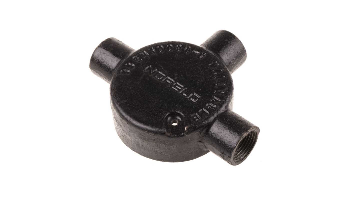 RS PRO T Piece, Conduit Fitting, 20mm Nominal Size, Steel, Black