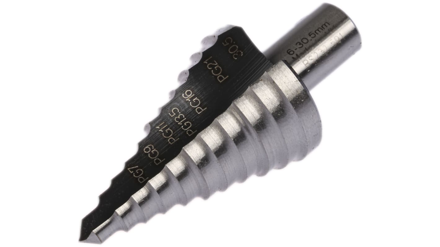 Wiertło Wiertło stopniowe od 6mm do 30.5mm RS PRO głębokość wiercenia 3mm 6-stopniowe HSS