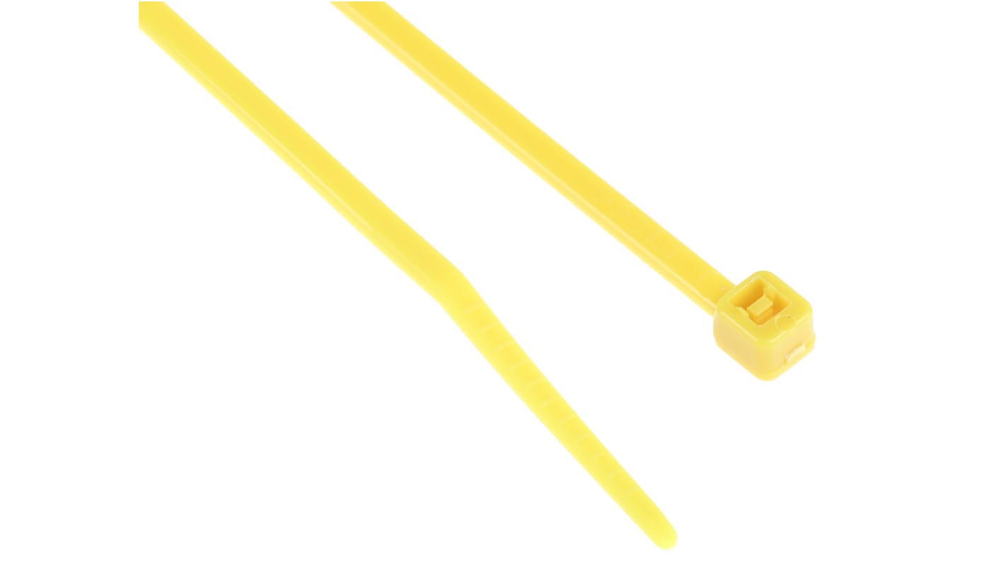 RS PRO Cable Tie, 165mm x 2.5mm, Yellow Nylon, Pk-100