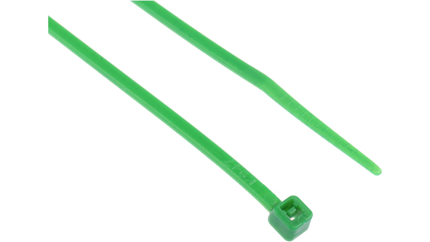 RS PRO Cable Tie, 203mm x 2.5 mm, Green Nylon, Pk100 RS
