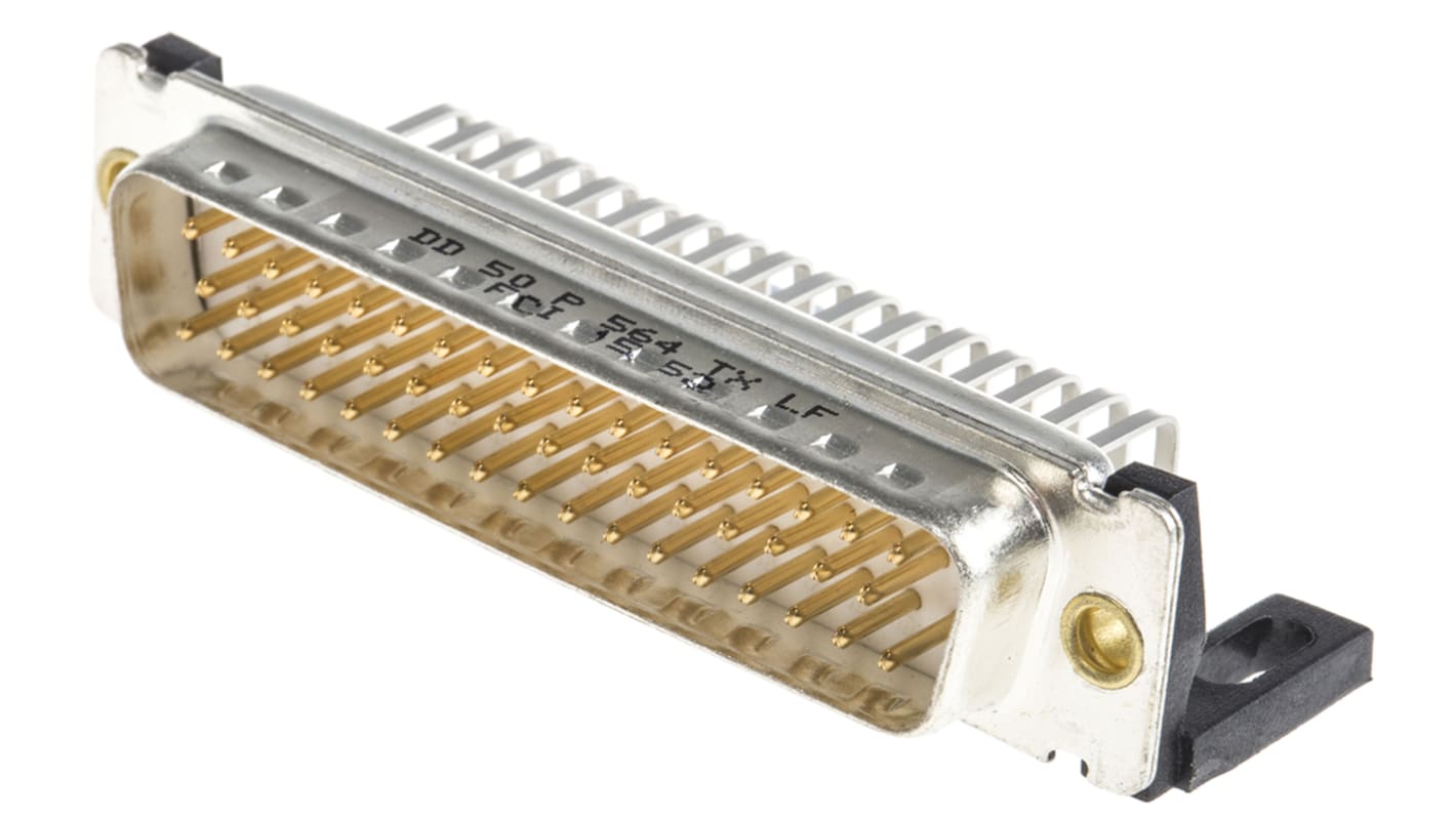 Amphenol Sub-D Steckverbinder Stecker abgewinkelt, 50-polig / Raster 2.76mm, Durchsteckmontage  Lötanschluss