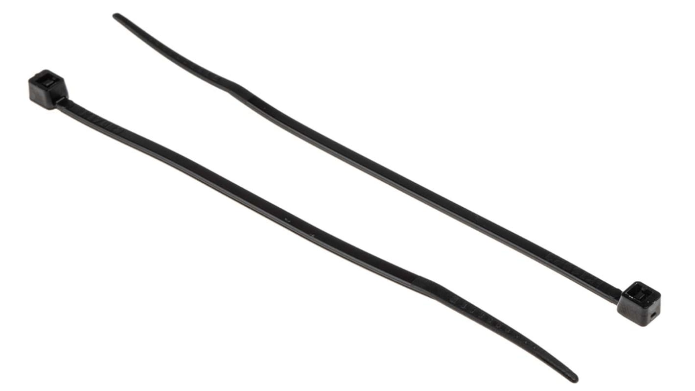 RS PRO Nylon 66 Kabelbinder Schwarz 2,5 mm x 100mm, 100 Stück