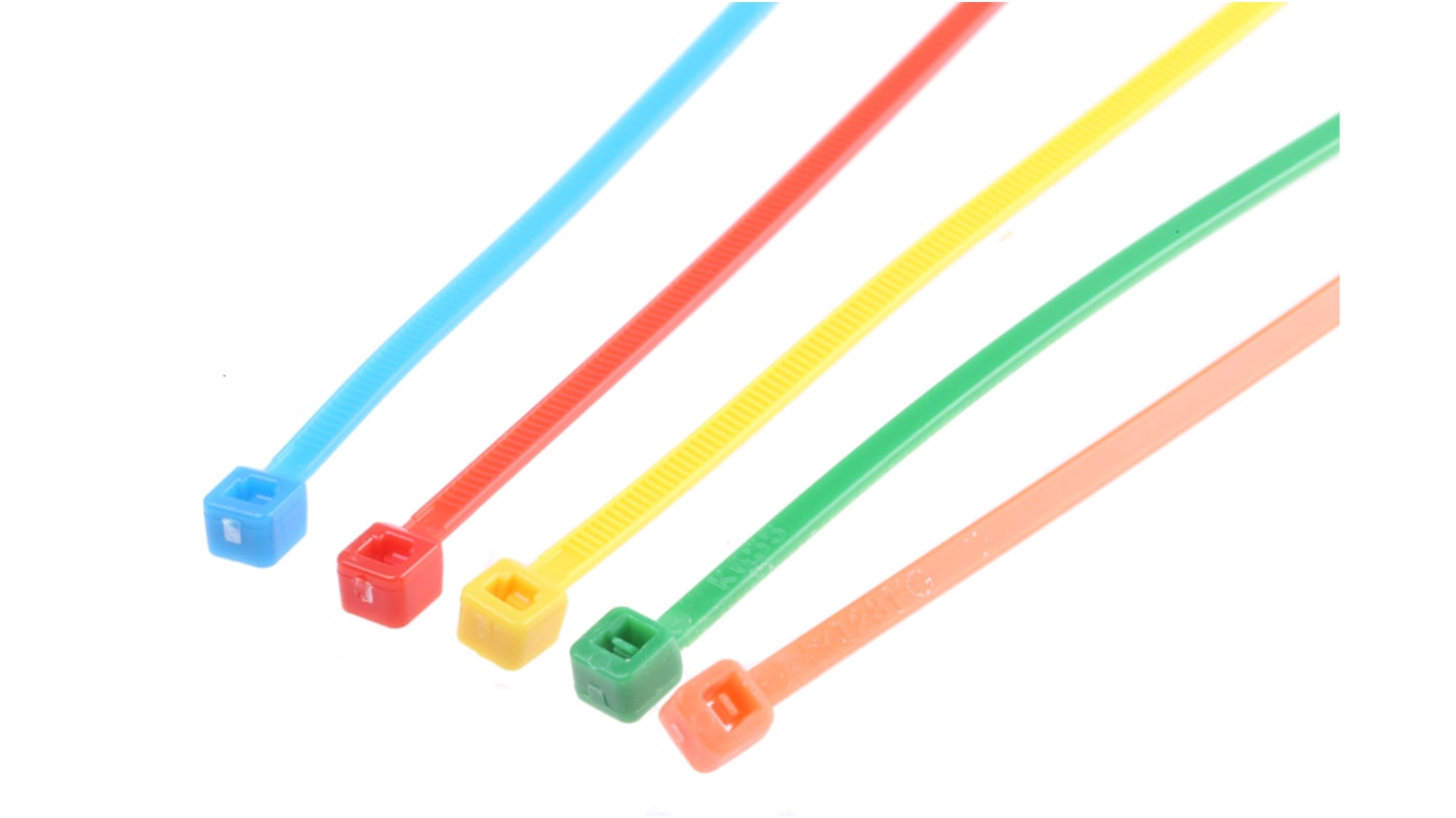 RS PRO Cable Tie, 165mm x 2.5 mm, Assorted Nylon, Pk-250