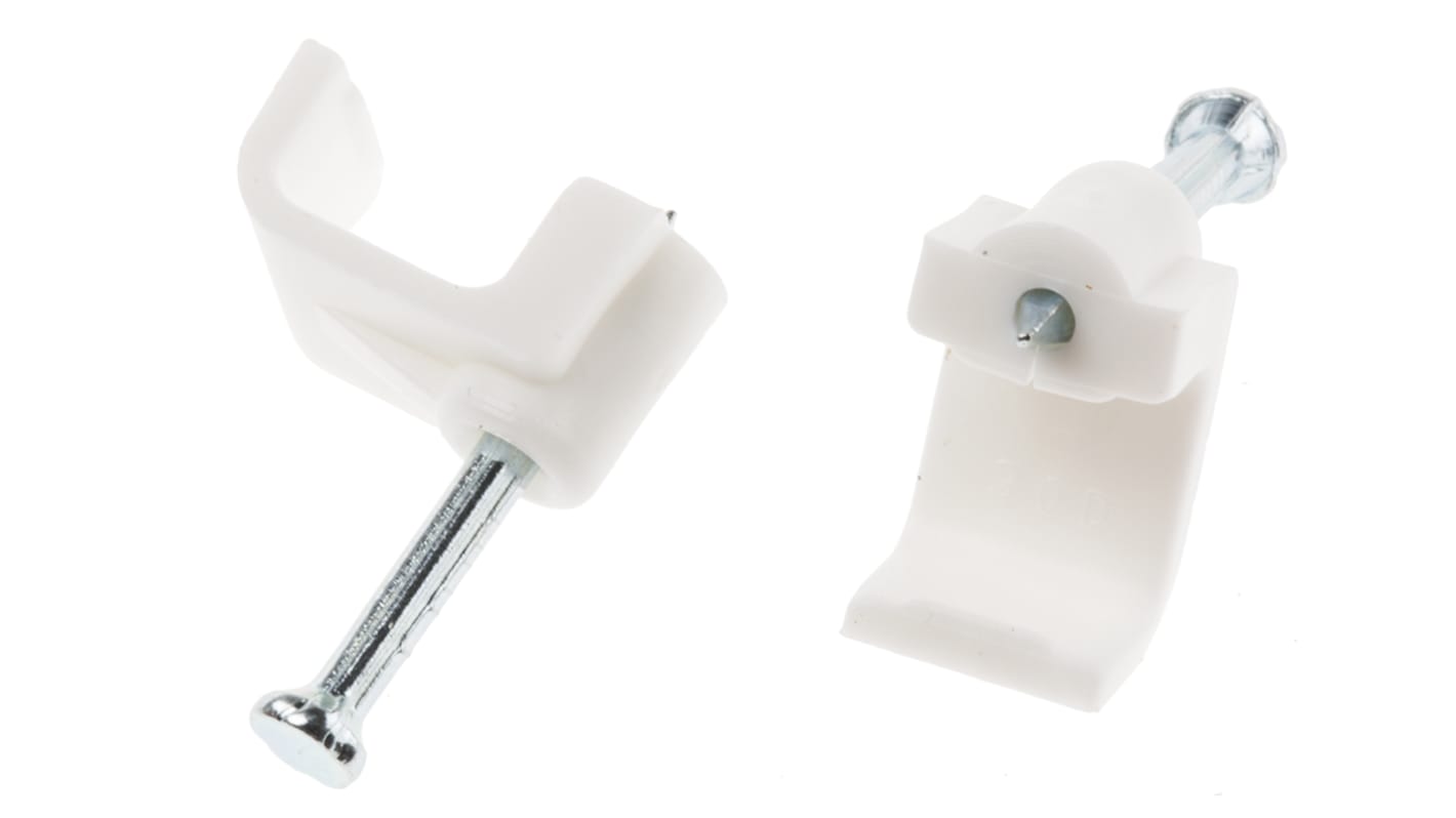 RS PRO White PE Rectangular Cable Clip