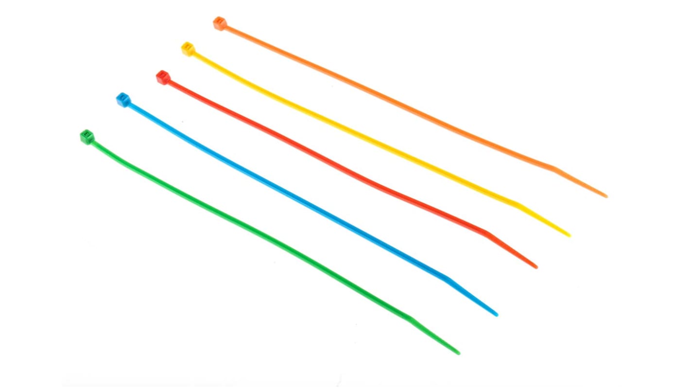 RS PRO Cable Tie, 150mm x 3.6mm, Assorted Nylon, Pk-250