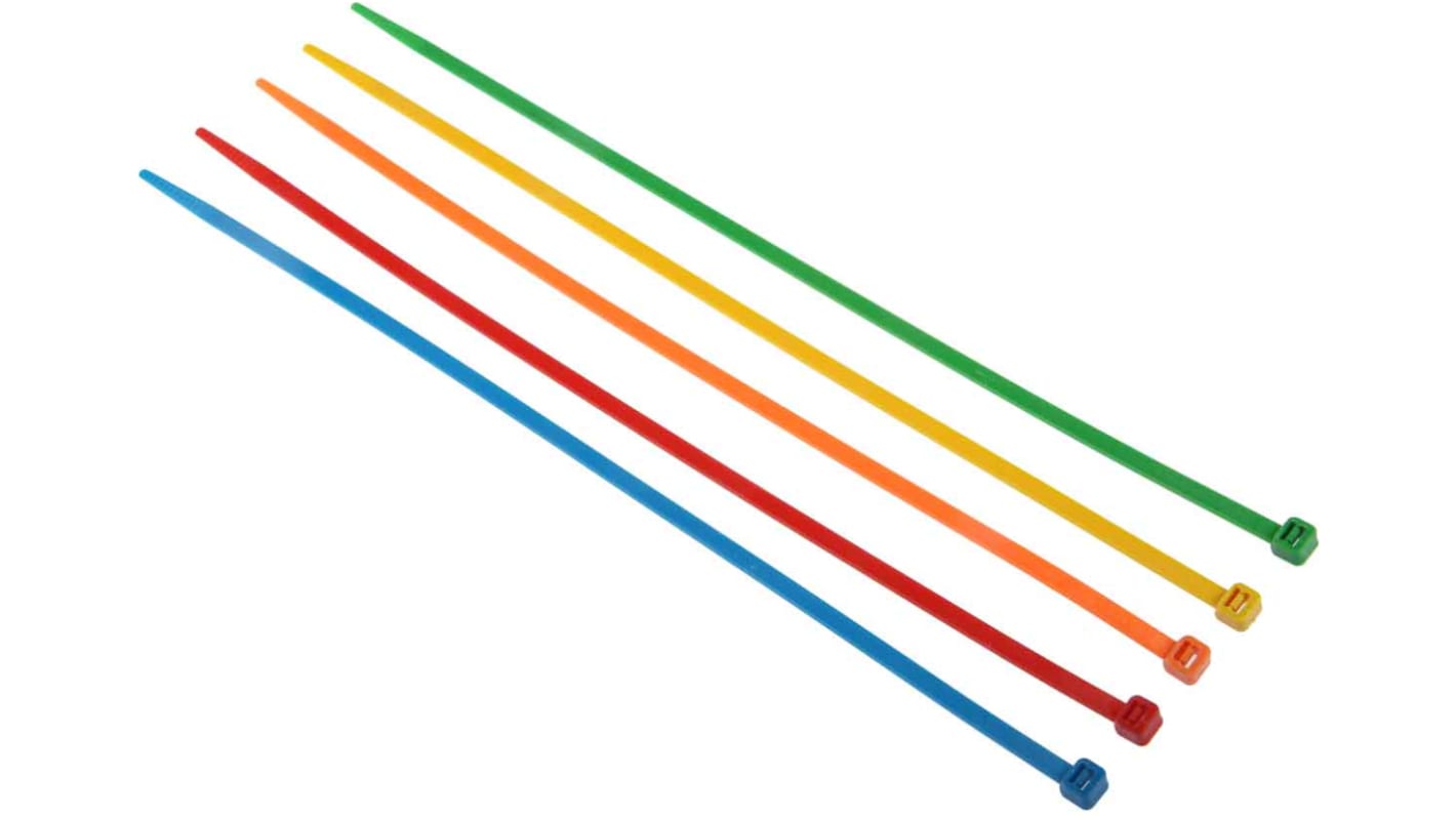 RS PRO Cable Tie, 300mm x 4.8 mm, Assorted Nylon, Pk-250