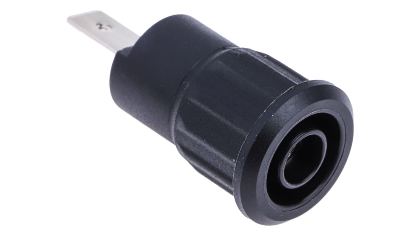 Staubli Black Female Banana Socket, 4 mm Connector, Tab Termination, 24A, 1000V, Nickel Plating