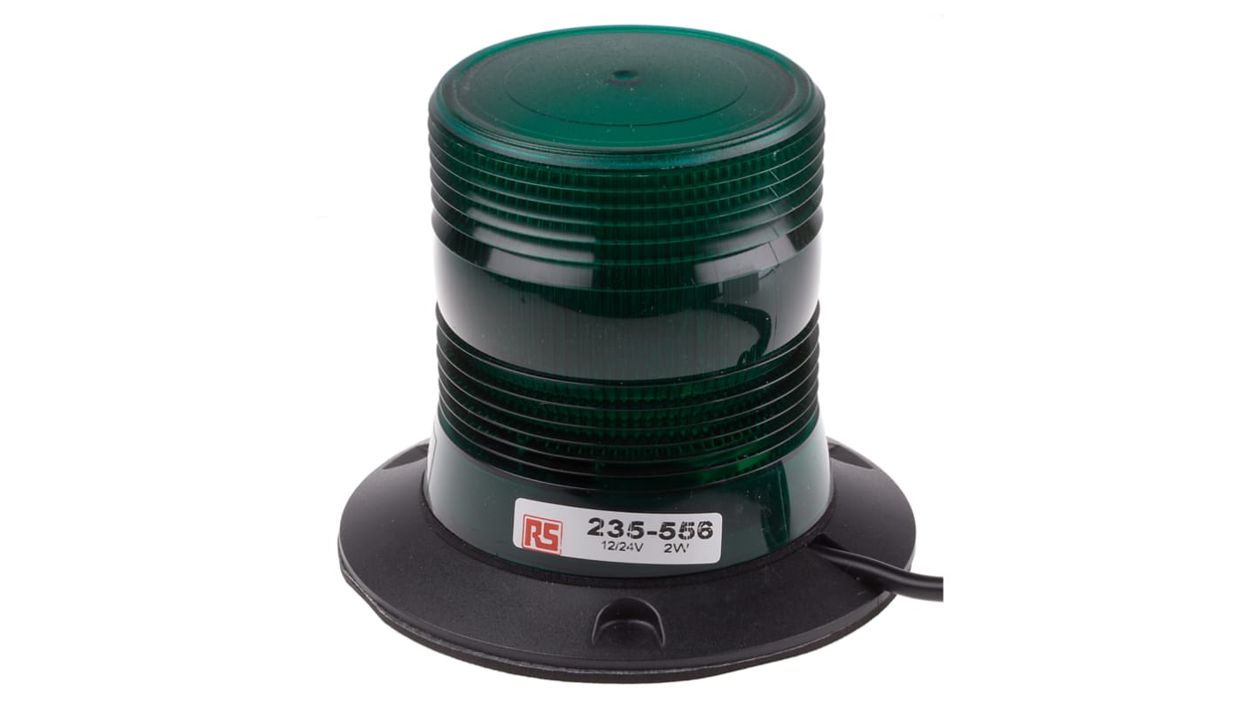 RS PRO Green Flashing Beacon, 10 → 30 V dc, Magnetic Mount, Xenon Bulb, IP56