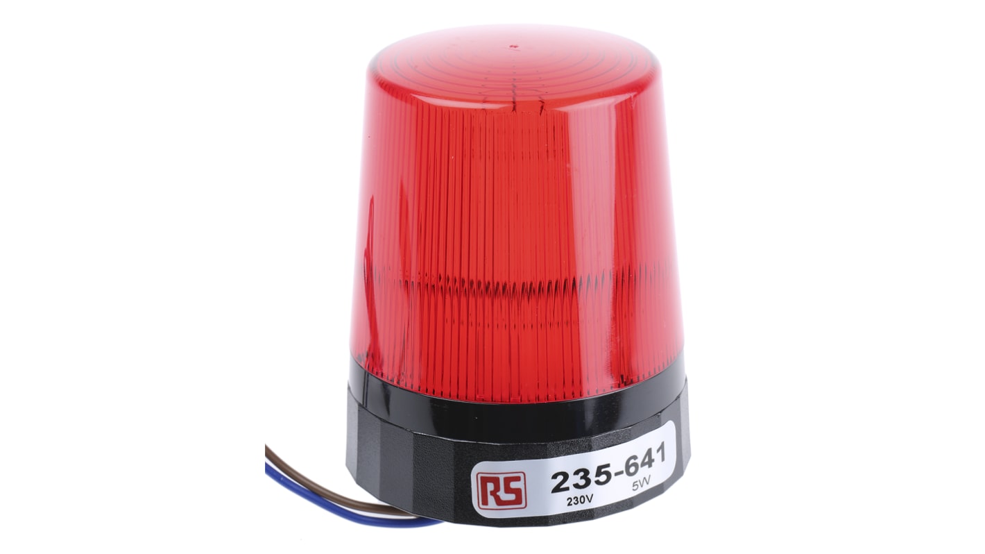 RS PRO, Xenon Blitz Signalleuchte Rot, 230 V ac, Ø 77mm x 95mm