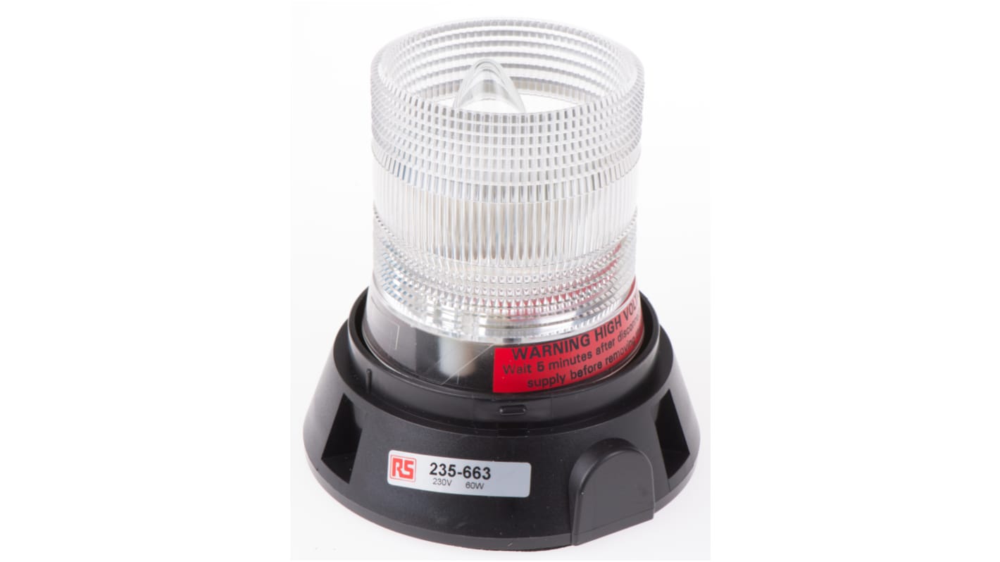 RS PRO Flashing Beacon, 230 V ac, Surface Mount, Incandescent Bulb, IP56