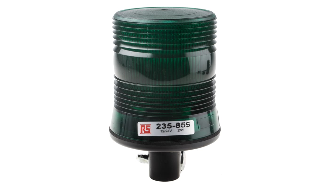 Indicador luminoso RS PRO, efecto Intermitente, Xenón, Verde, alim. 10 → 30 V dc