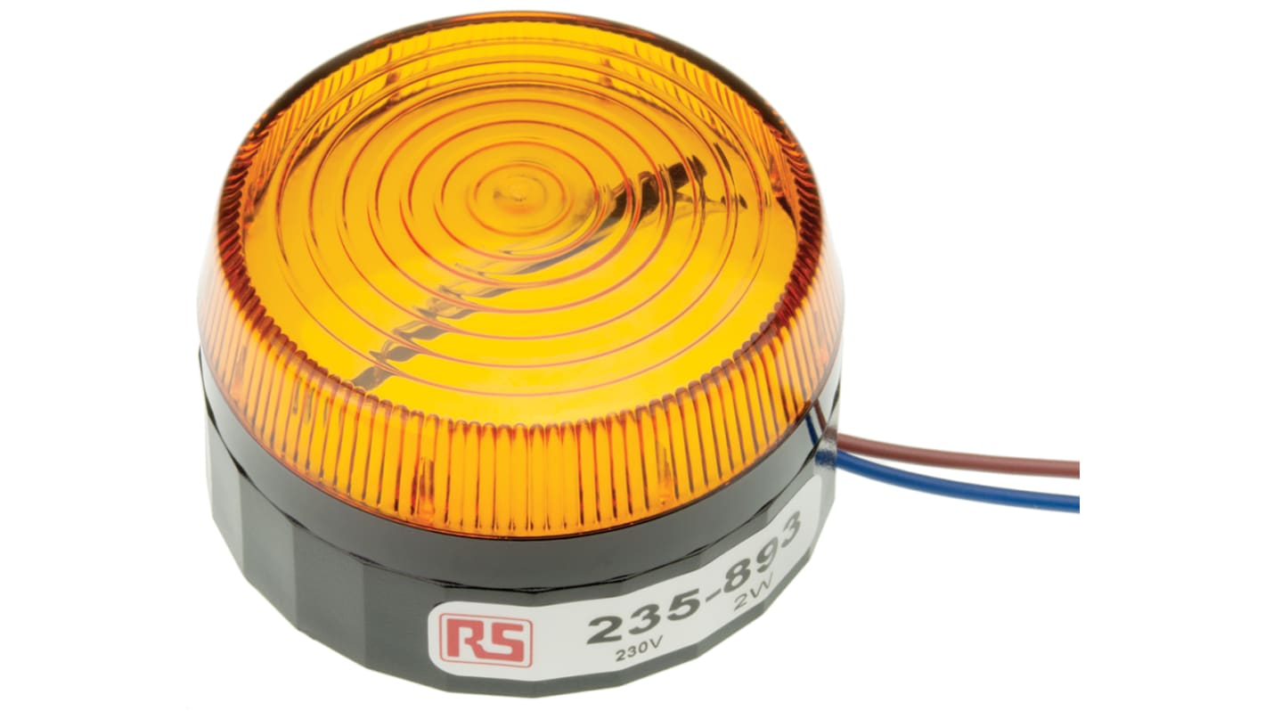 RS PRO Amber Flashing Beacon, 230 V ac, Surface Mount, Xenon Bulb, IP67