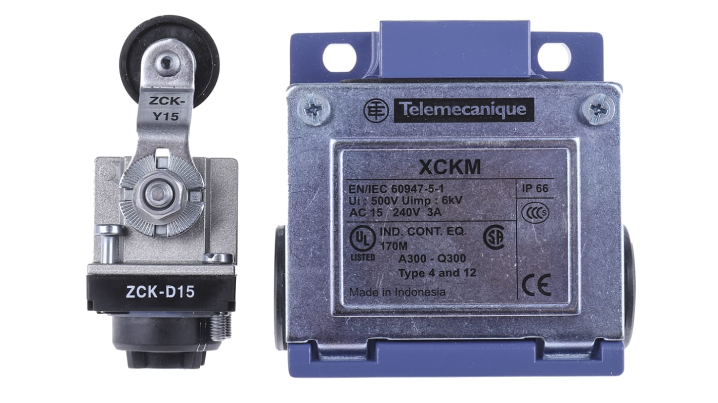 Telemecanique Sensors OsiSense XC Series Lever Limit Switch, NO/NC, IP66, DP, Zinc Alloy Housing, 240V ac Max, 10A Max