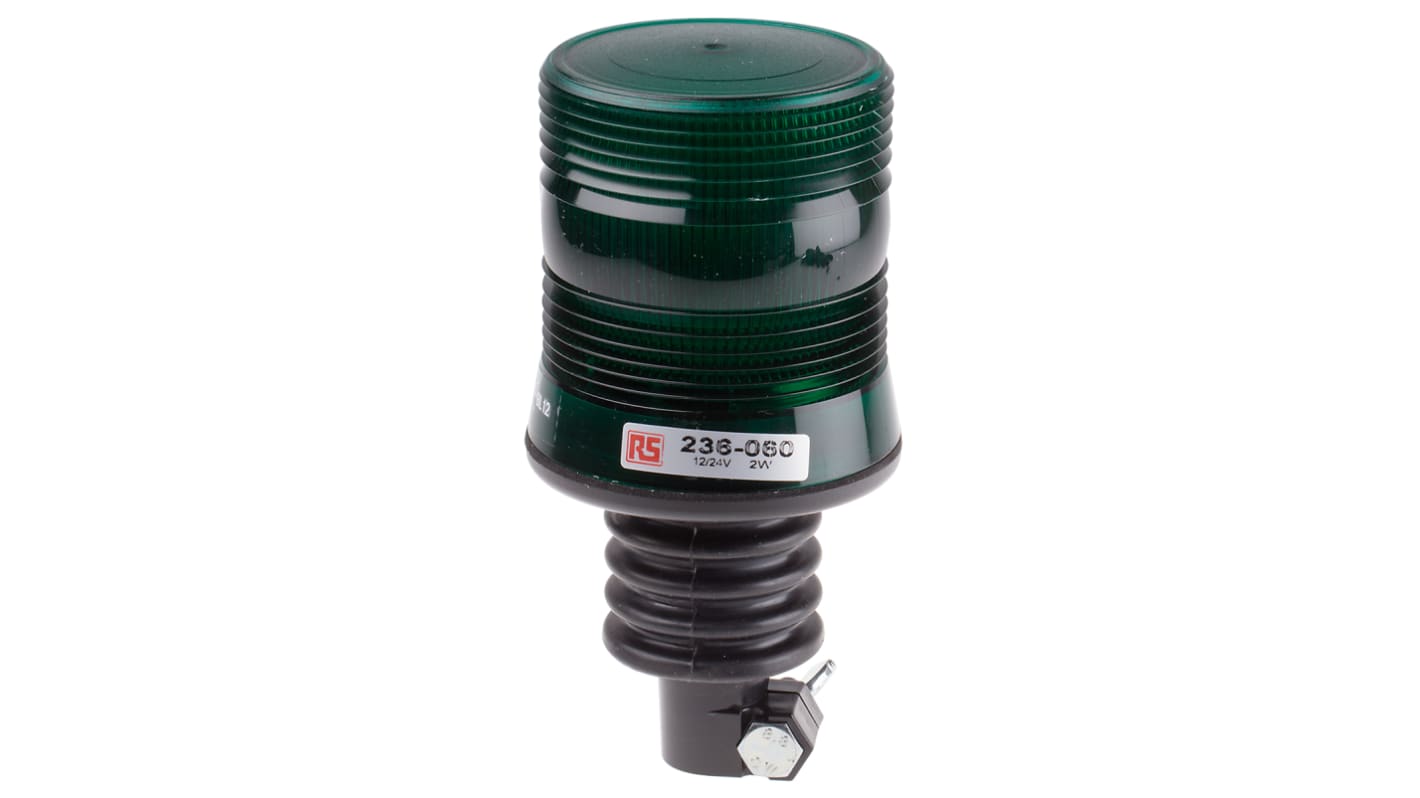 RS PRO Green Flashing Beacon, 10 → 30 V dc, Flexi DIN Mount, Xenon Bulb, IP56