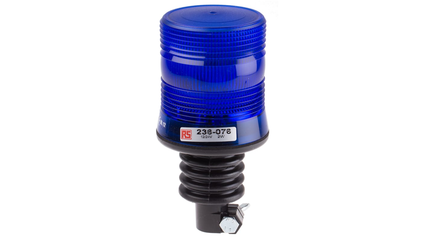 RS PRO Blue Flashing Beacon, 10 → 30 V dc, Flexi DIN Mount, Xenon Bulb, IP56