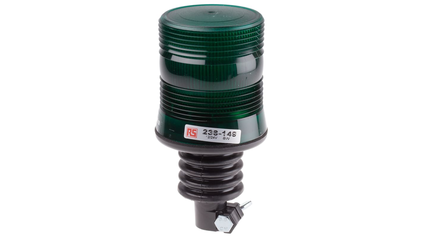 Indicador luminoso RS PRO, efecto Intermitente, Xenón, Verde, alim. 10 → 30 V dc