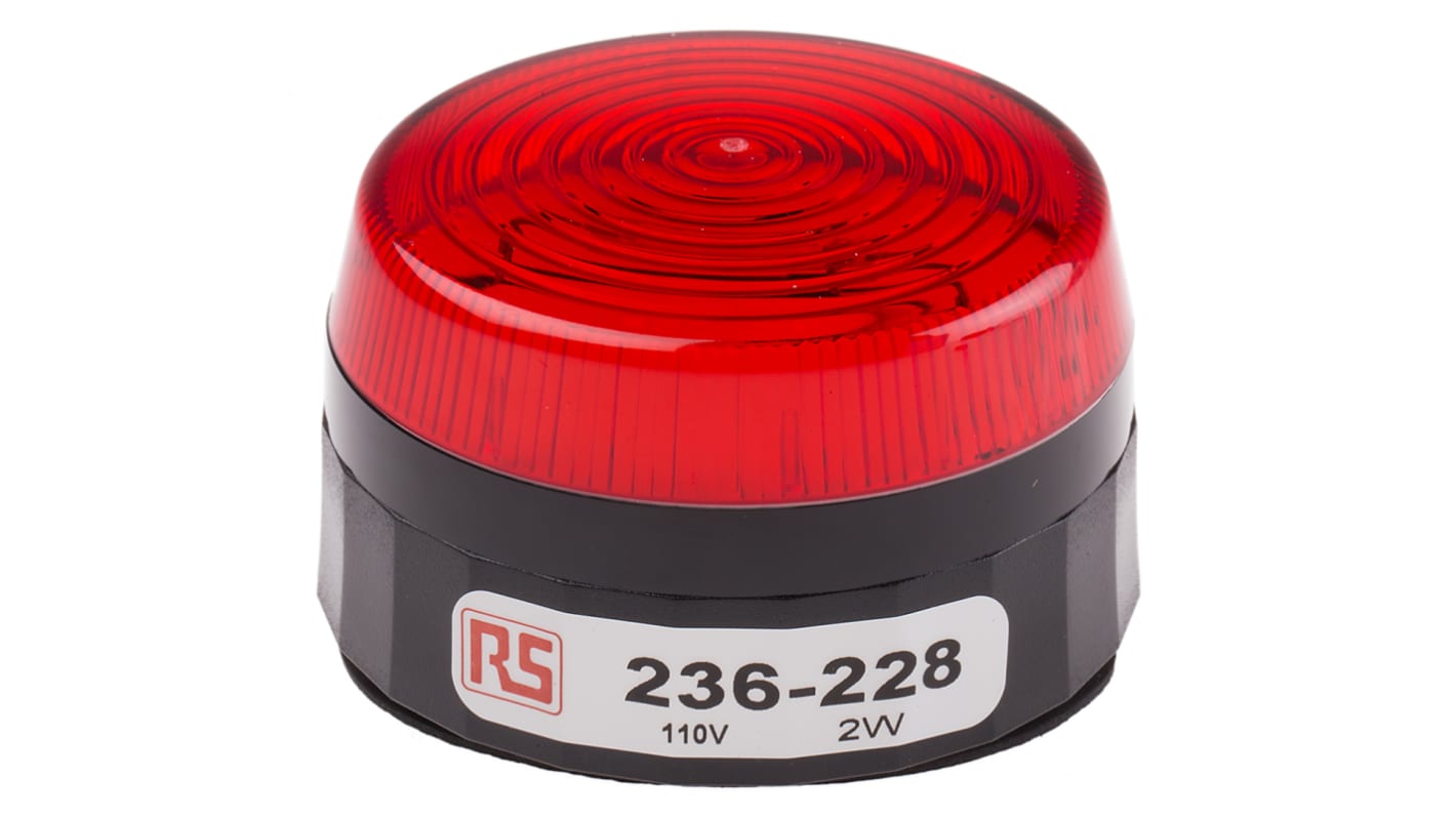 RS PRO Red Flashing Beacon, 110 V ac, Surface Mount, Xenon Bulb, IP67