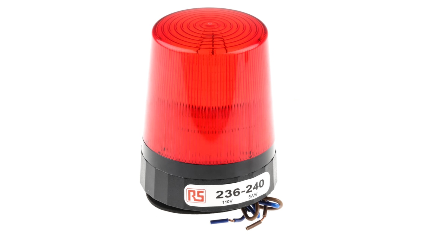 RS PRO Red Flashing Beacon, 110 V ac, Surface Mount, Xenon Bulb, IP67