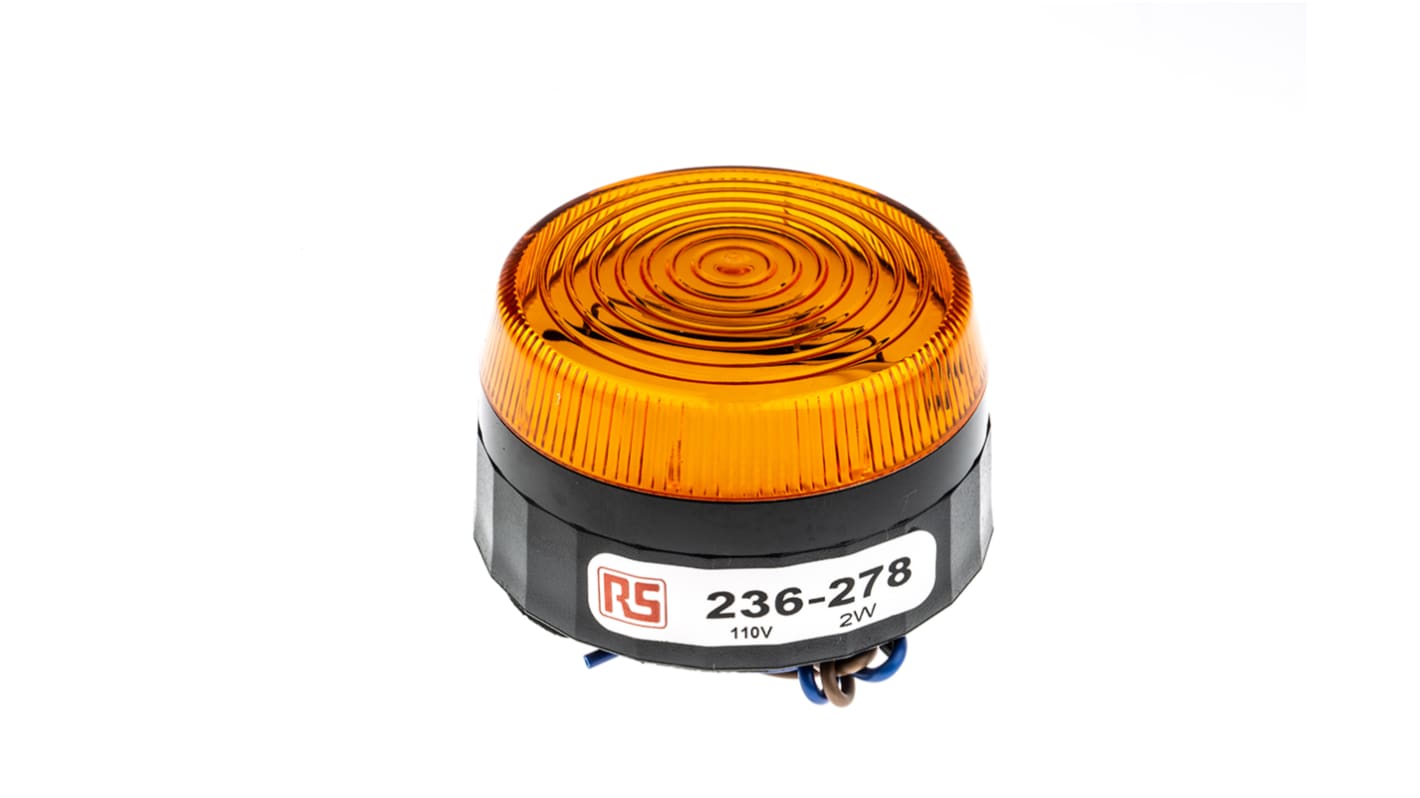 RS PRO Amber Flashing Beacon, 110 V ac, Surface Mount, Xenon Bulb, IP67