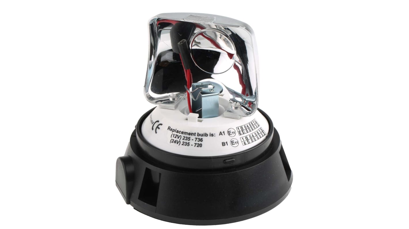 RS PRO Rotating Beacon, 12 V dc, 24 V dc, Surface Mount, Incandescent Bulb, IP56