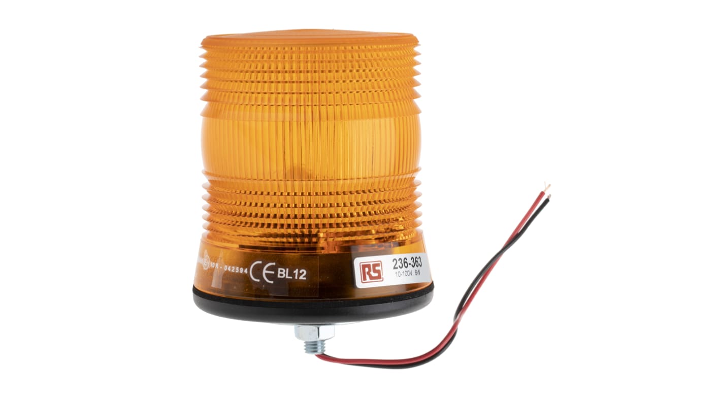 RS PRO, Xenon Blitz Signalleuchte Orange, 10 → 100 V dc, Ø 108mm x 130mm