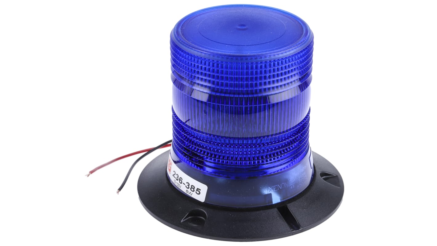 RS PRO Blue Flashing Beacon, 10 → 100 V dc, Surface Mount, Xenon Bulb, IP56