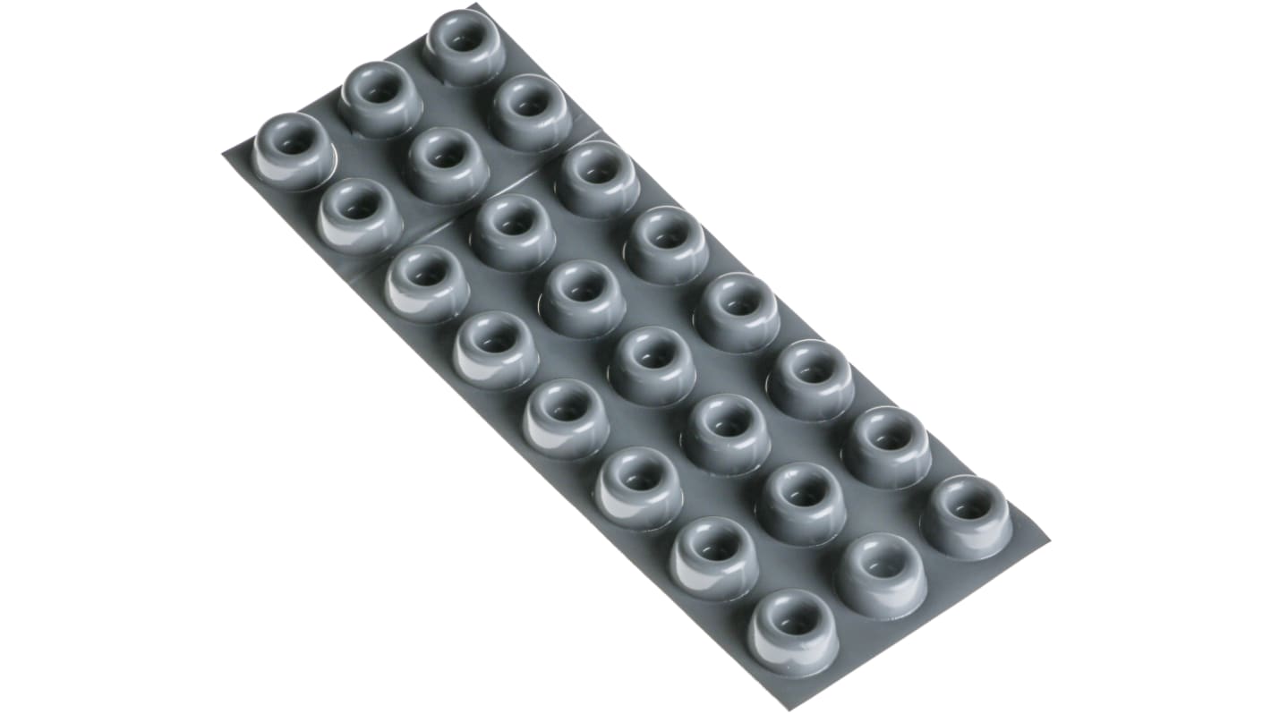 3M SJ5000 Selbstklebende Füße, Klebstoff, Zylindrisch, 10.1mm, Grau, ø 22.3mm, PUR, +66°C max.